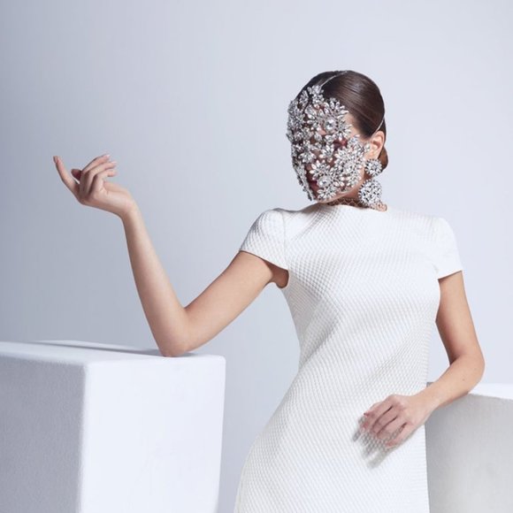 Crystal Full Face Mask Women Halloween Mask Masquerade Rhinestone Face Jewelry - Picture 2 of 8